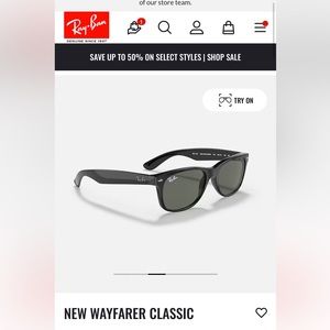 Ray Ban New Wayfarer Classic Black and Black lens RB 2132